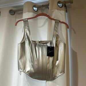 New Japna silver cropped corset top